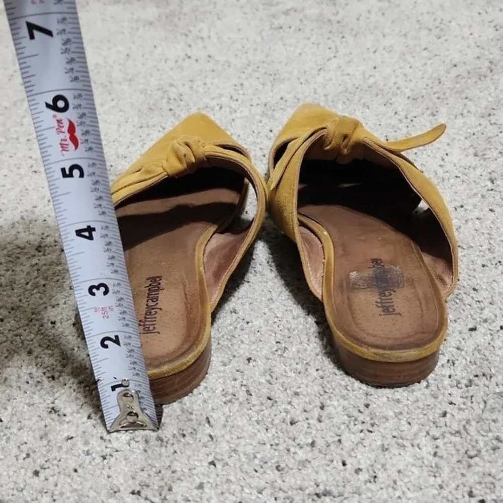 Jeffrey Campbell Suede Charlin Bow Pointy Toe Flat Mule Mustard Yellow Size 8 - Picture 12 of 12
